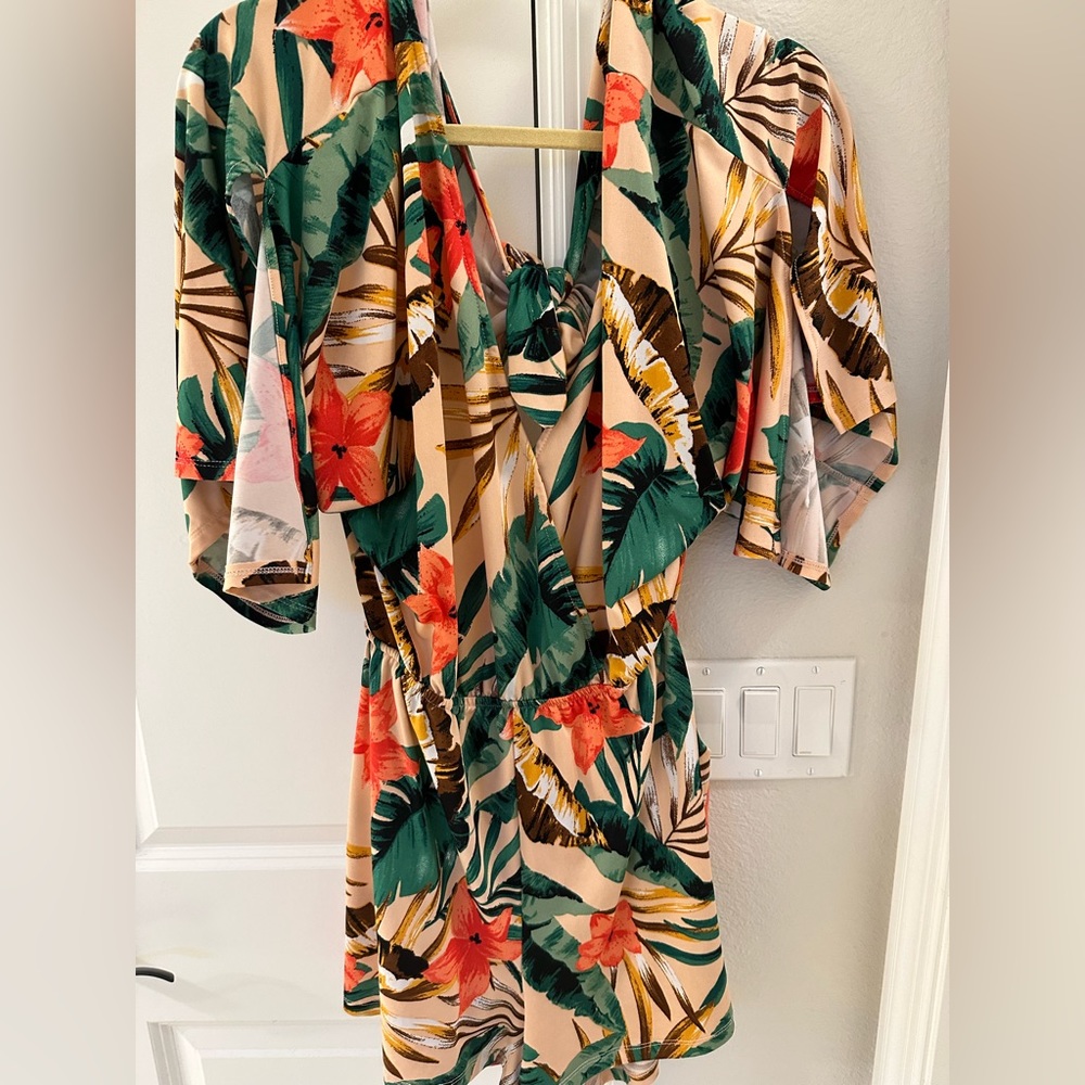 Venus open back tropical romper